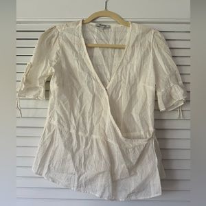 Madewell White Blouse with sleeve bow detail